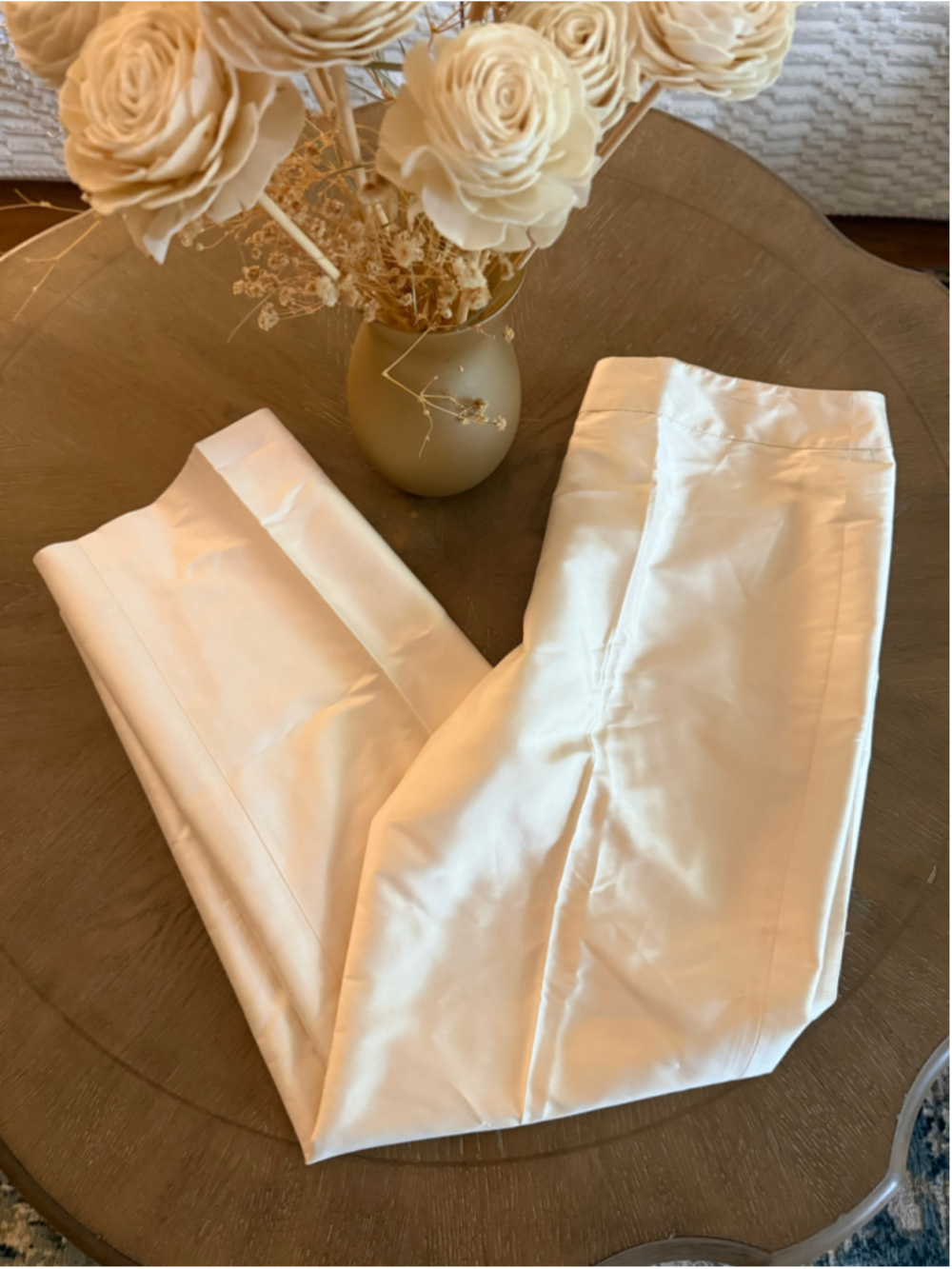 Ann Taylor 100% SILK Cream Women's Pants SIZE 10